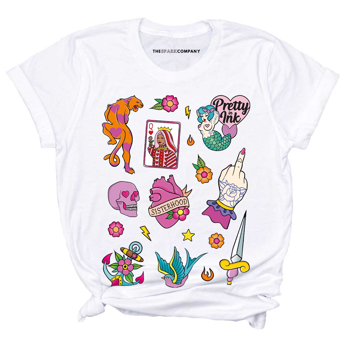 Pretty In Ink Collab T-Shirt-Feminist Apparel, Feminist Clothing, Feminist T Shirt, BC3001-The Spark Company