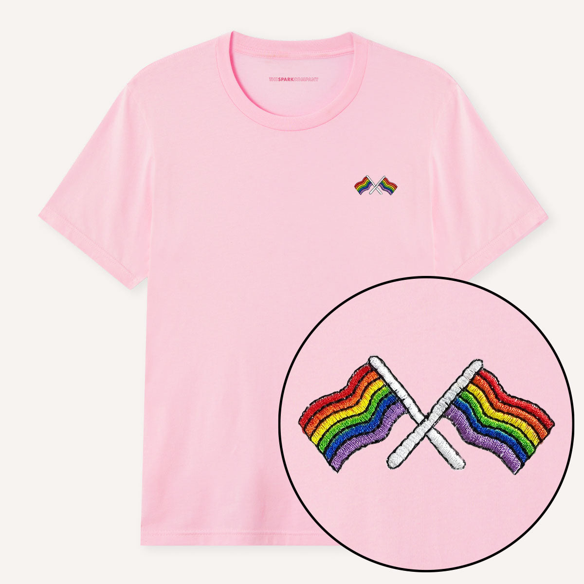 Pride Flags Embroidered T-Shirt-LGBT Apparel, LGBT Clothing, LGBT T Shirt, BC3001-The Spark Company