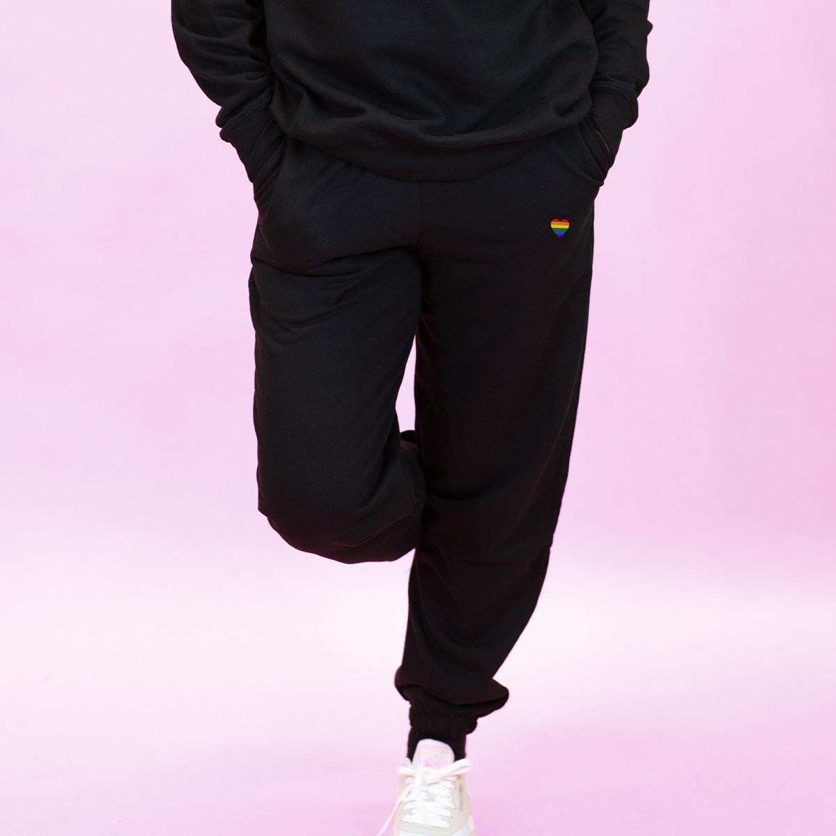 Pride Heart Embroidery Detail Joggers-Feminist Apparel, Feminist Clothing, Feminist joggers, JH072-The Spark Company