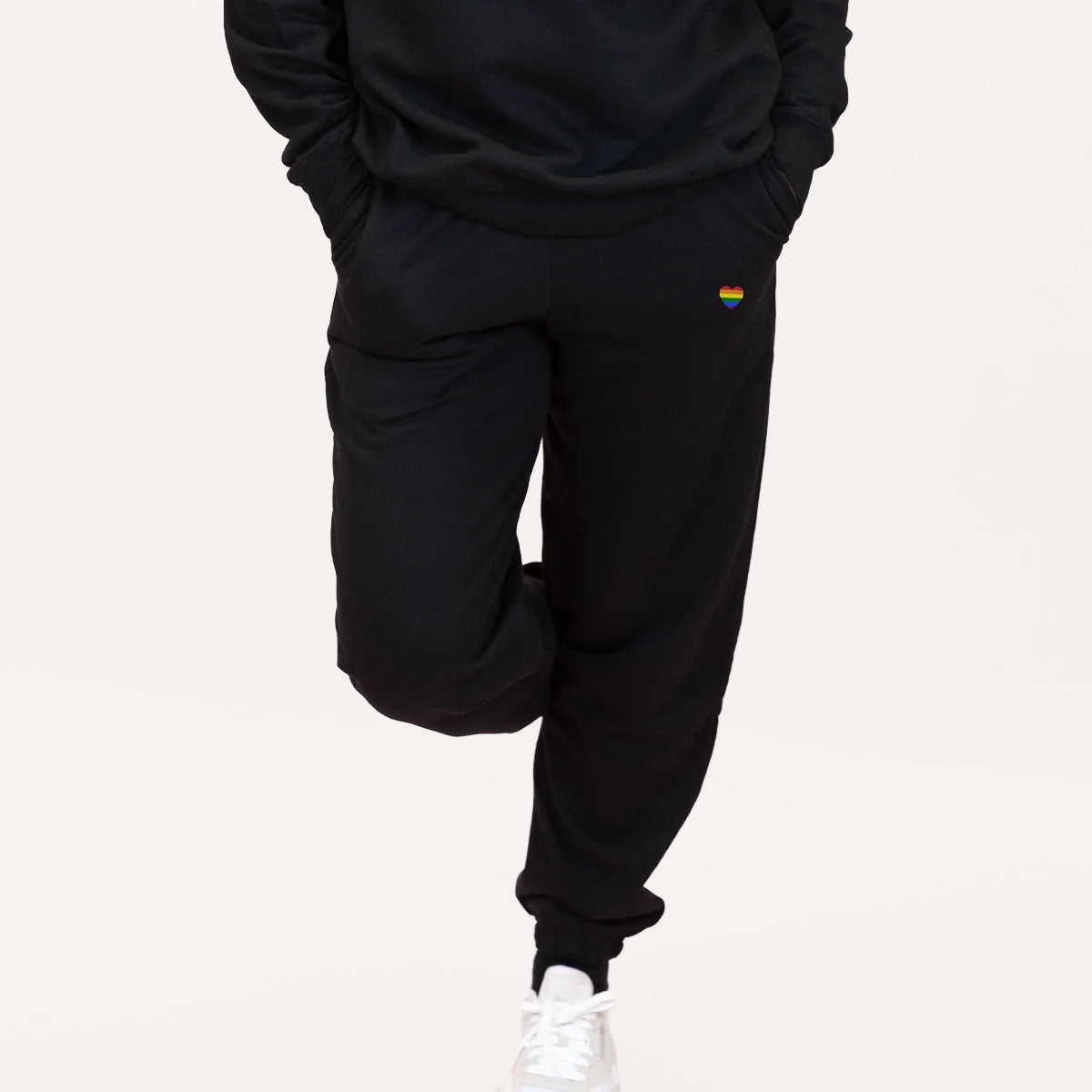 Pride Heart Embroidery Detail Joggers-Feminist Apparel, Feminist Clothing, Feminist joggers, JH072-The Spark Company