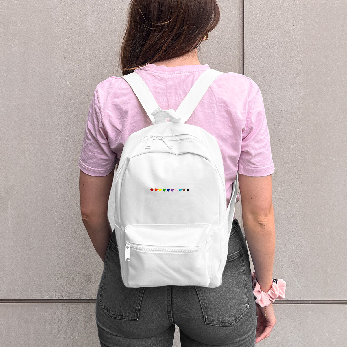Pride Hearts Embroidered Mini Backpack-Spark Accessories, Spark Gifts, Sprak Mini Backpack, BG153-The Spark Company