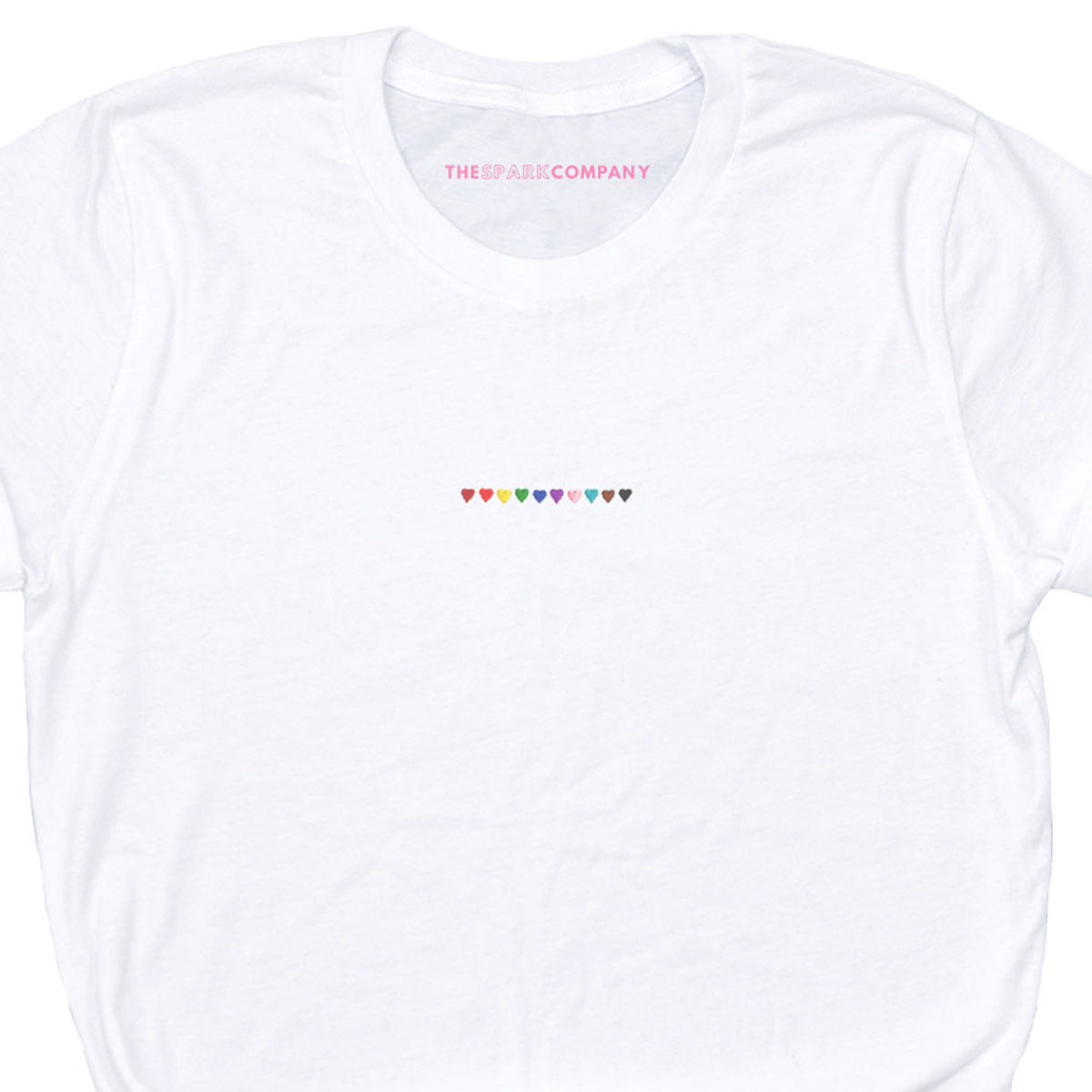 Pride Hearts Embroidered T-Shirt-LGBT Apparel, LGBT Clothing, LGBT T Shirt, BC3001-The Spark Company