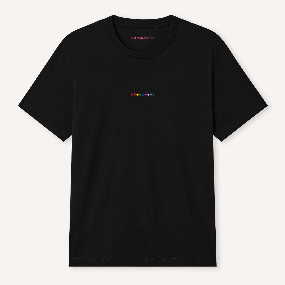 Pride Hearts Embroidered T-Shirt-LGBT Apparel, LGBT Clothing, LGBT T Shirt, BC3001-The Spark Company