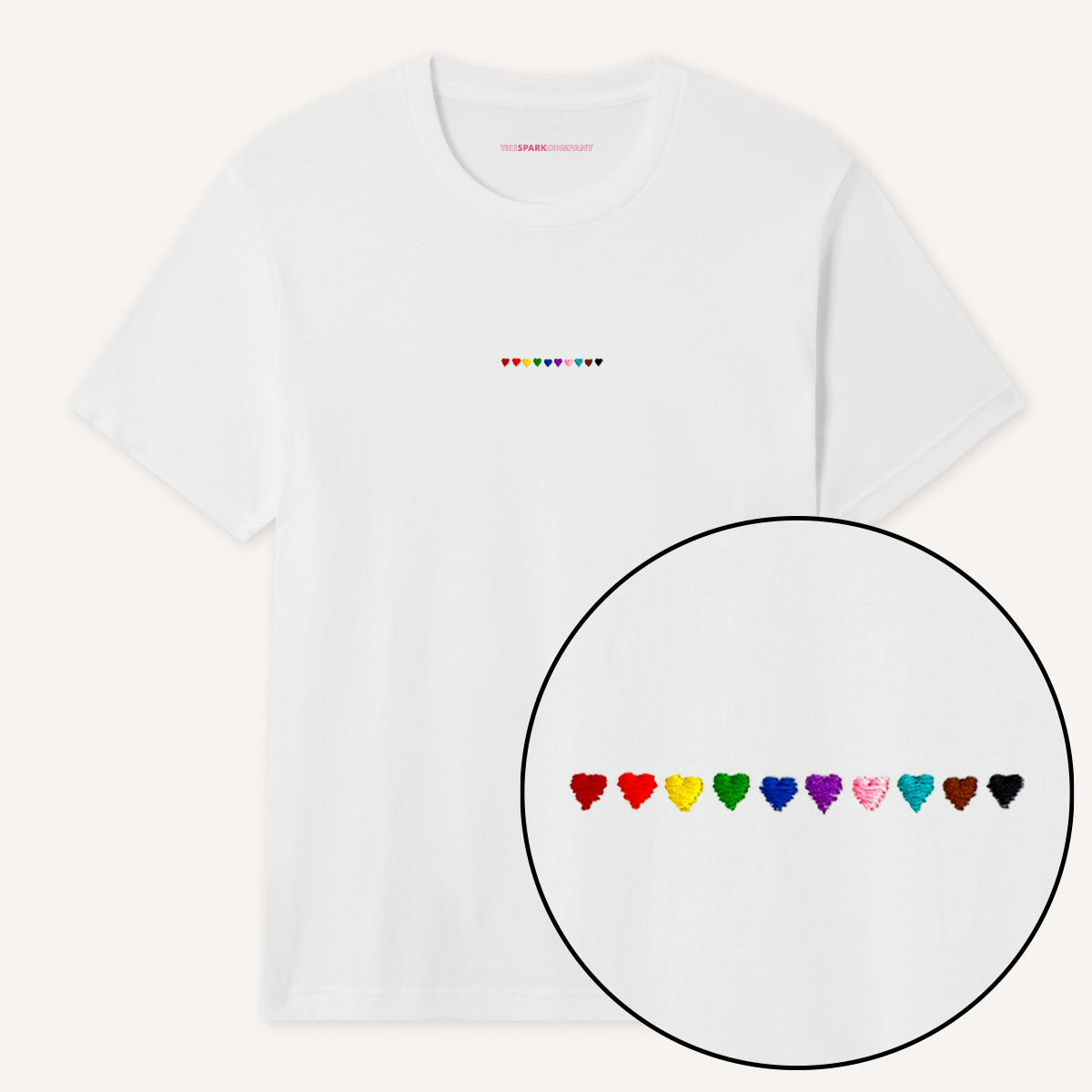 Pride Hearts Embroidered T-Shirt-LGBT Apparel, LGBT Clothing, LGBT T Shirt, BC3001-The Spark Company