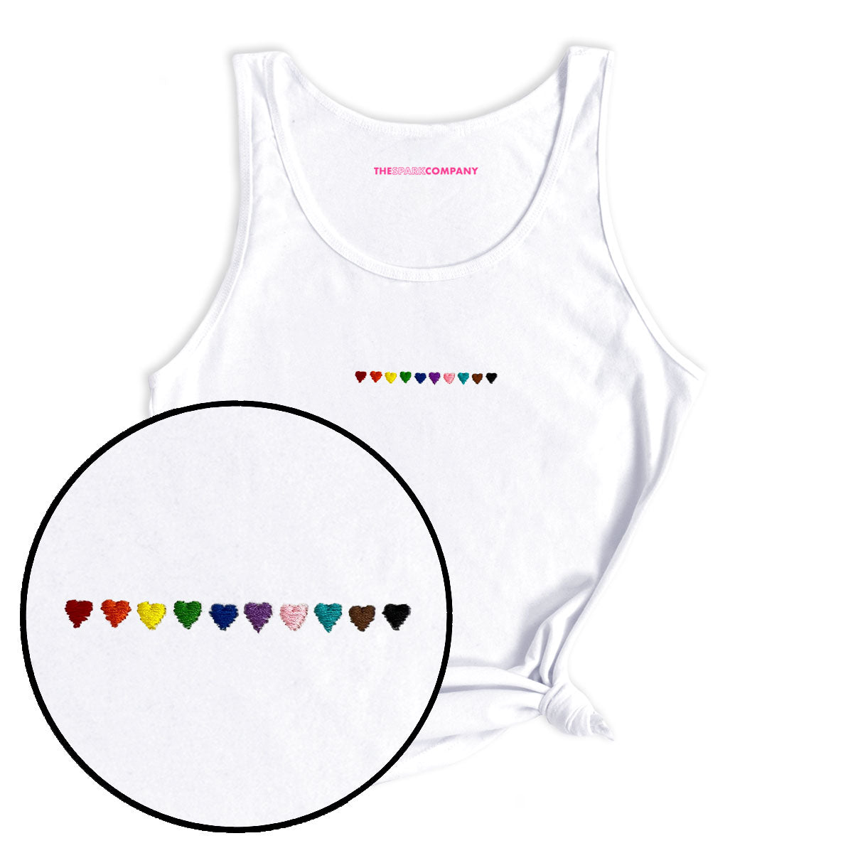 Pride Hearts Embroidered Tank Top-LGBT Apparel, LGBT Clothing, LGBT Tank, 03980-The Spark Company