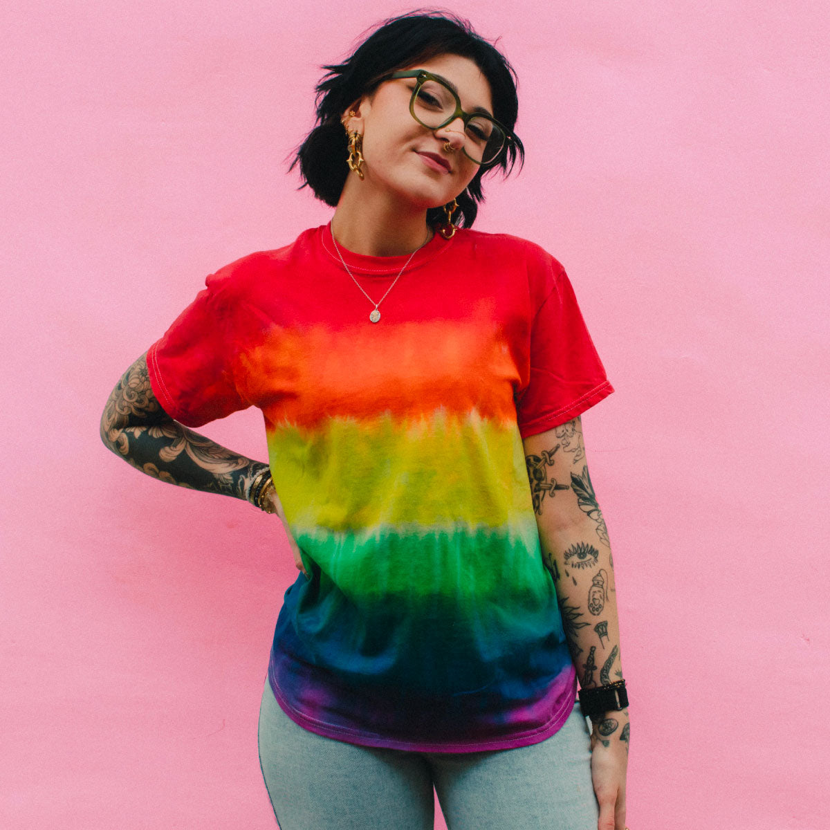 Pride Rainbow Inspired Tie Dye T-Shirt-LGBT Apparel, LGBT Clothing, LGBT T Shirt, TD02M-The Spark Company