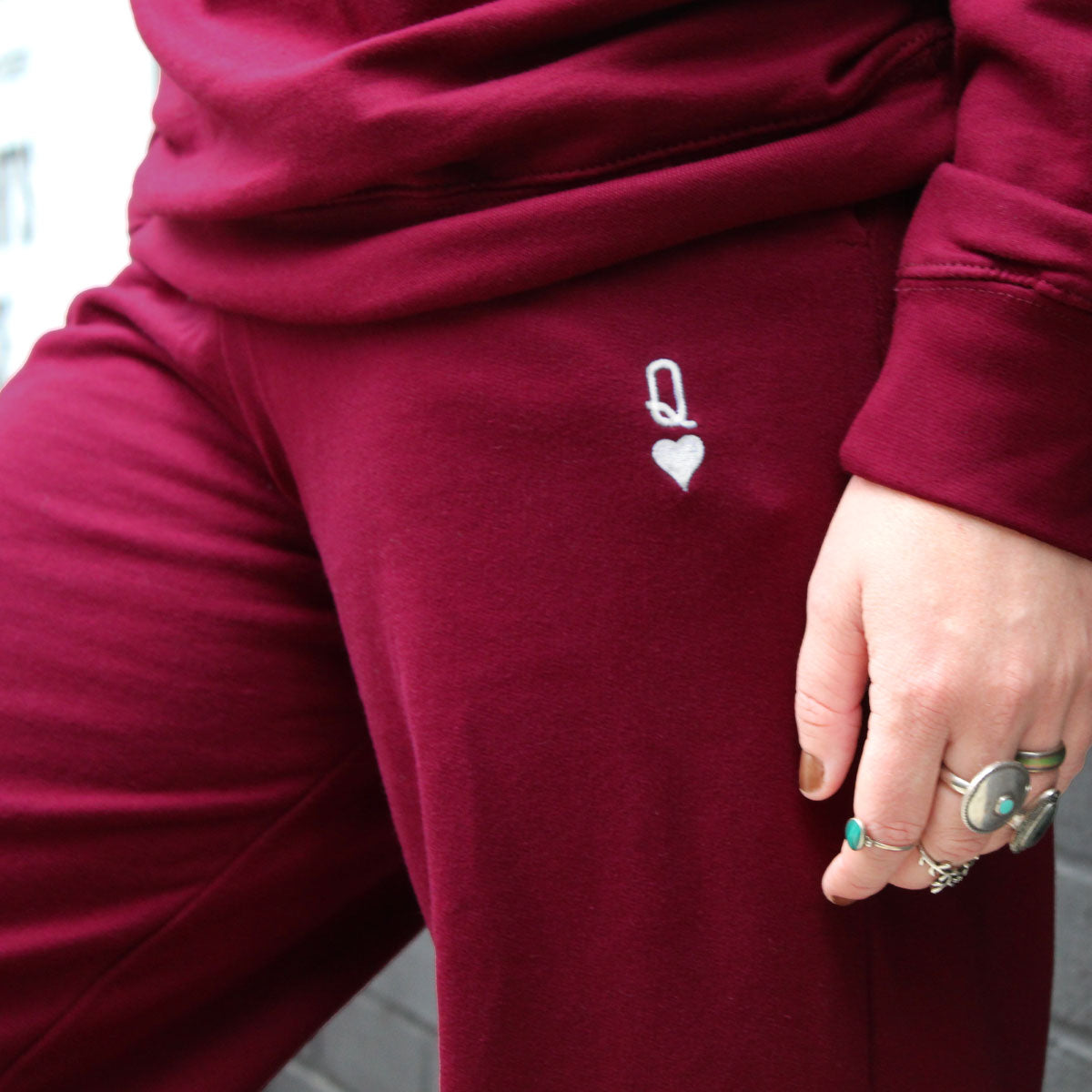 Queen Tiny Embroidery Detail Joggers-Feminist Apparel, Feminist Clothing, Feminist joggers, JH072-The Spark Company