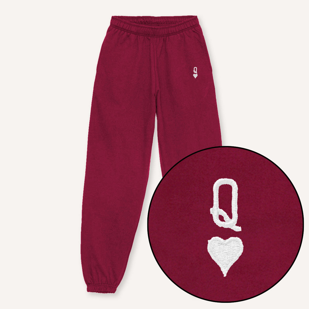 Queen Tiny Embroidery Detail Joggers-Feminist Apparel, Feminist Clothing, Feminist joggers, JH072-The Spark Company