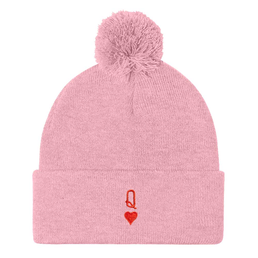 Queen Tiny Embroidery Detail Pom Pom Beanie Hat-Feminist Apparel, Feminist Gift, Feminist Beanie Hat BB426-The Spark Company
