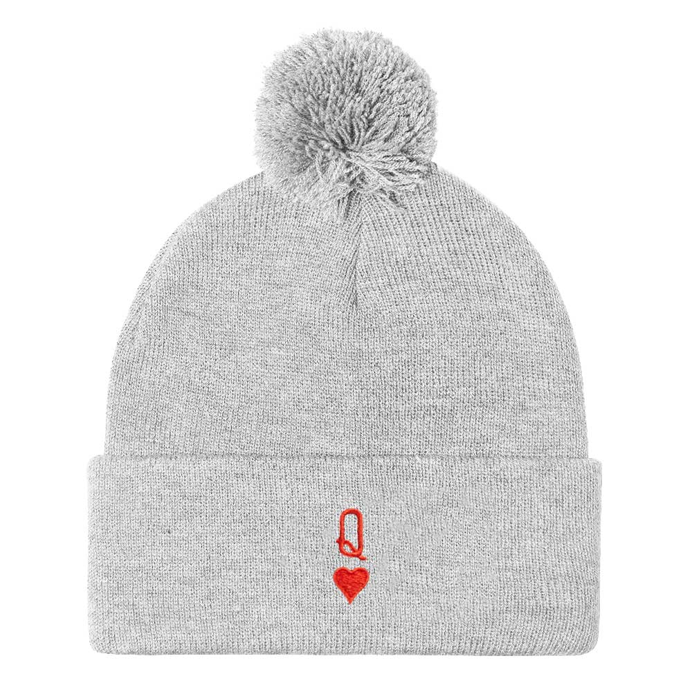 Queen Tiny Embroidery Detail Pom Pom Beanie Hat-Feminist Apparel, Feminist Gift, Feminist Beanie Hat BB426-The Spark Company