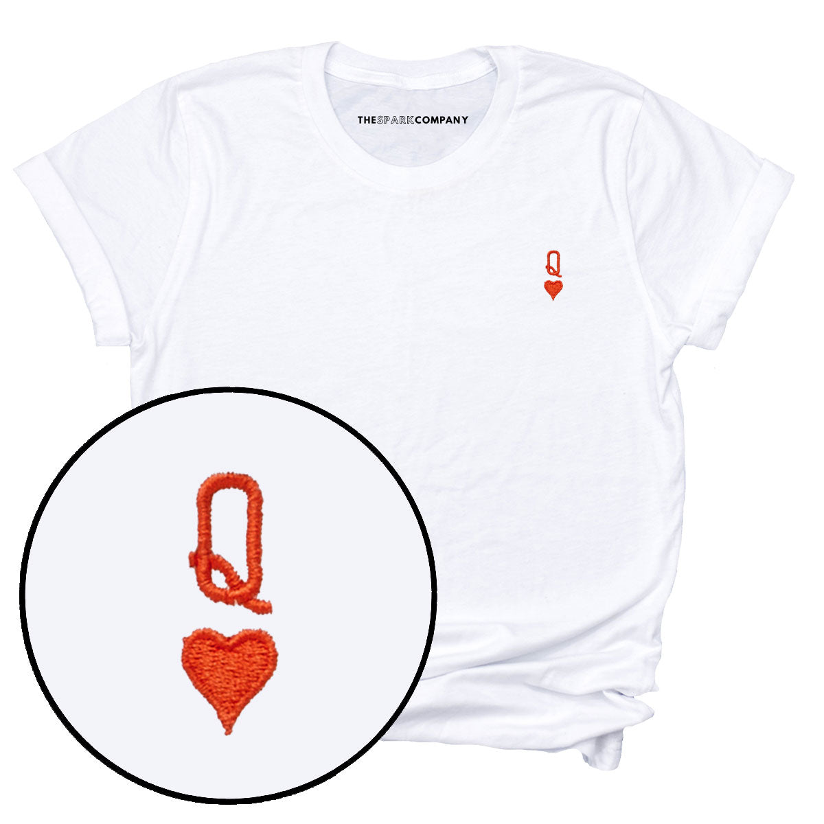 Queen Tiny Embroidery Detail T-Shirt-Feminist Apparel, Feminist Clothing, Feminist T Shirt, BC3001-The Spark Company