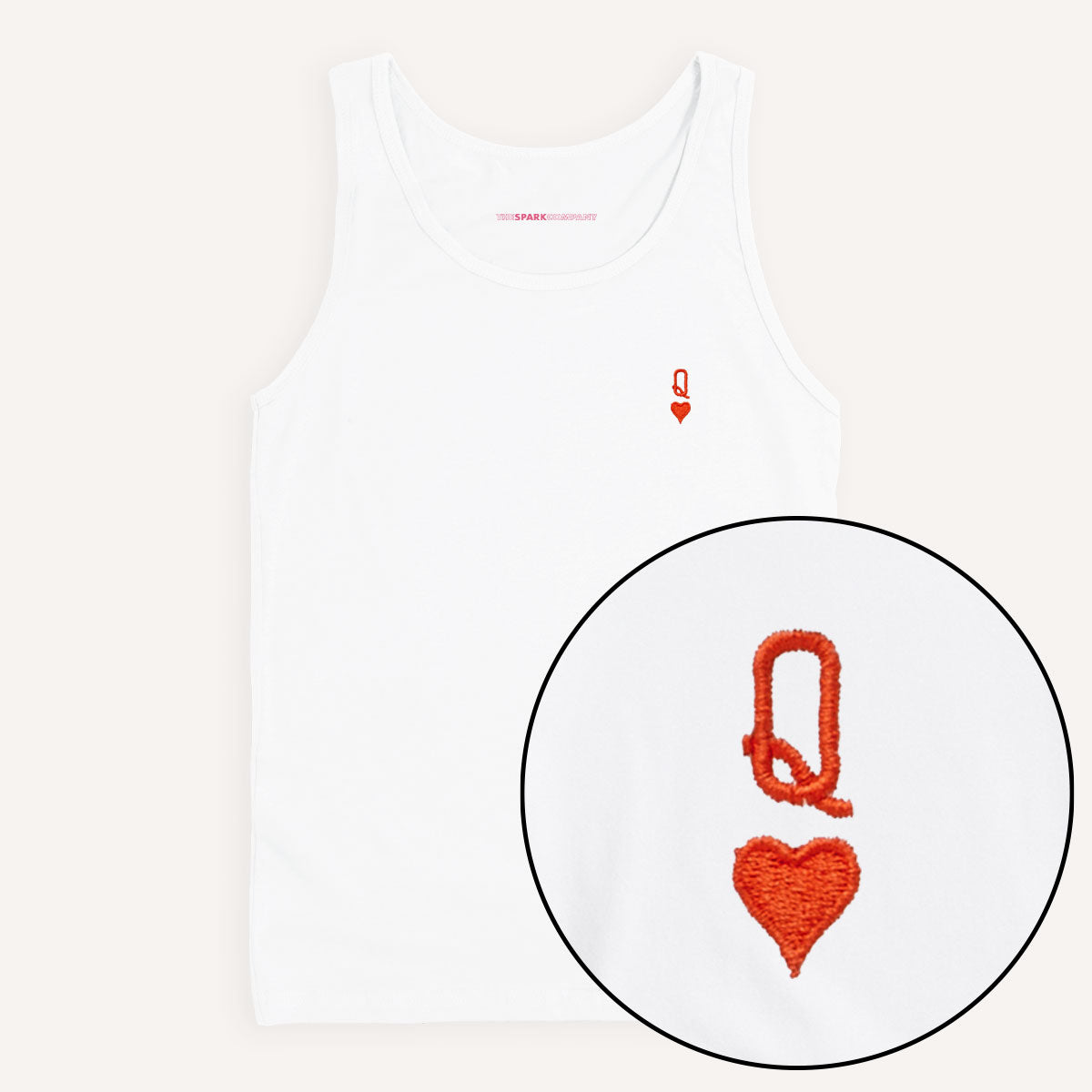 Queen Tiny Embroidery Detail Tank Top-Feminist Apparel, Feminist Clothing, Feminist Tank, 03980-The Spark Company