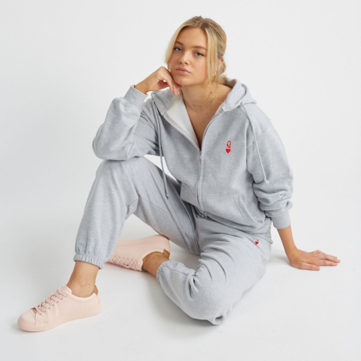 Queen Tiny Embroidery Detail Zipped Hoodie-Feminist Apparel, Feminist Clothing, Feminist Zoodie, JH050-The Spark Company