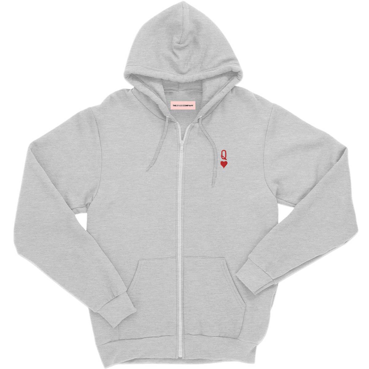 Queen Tiny Embroidery Detail Zipped Hoodie-Feminist Apparel, Feminist Clothing, Feminist Zoodie, JH050-The Spark Company