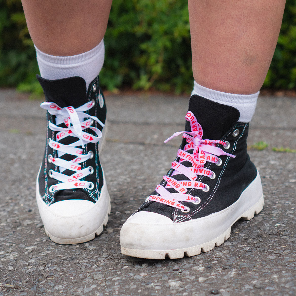 Radiant and Queen Shoelaces (2 Pairs)-Feminist Apparel, Feminist Gift, Feminist Shoelaces-The Spark Company