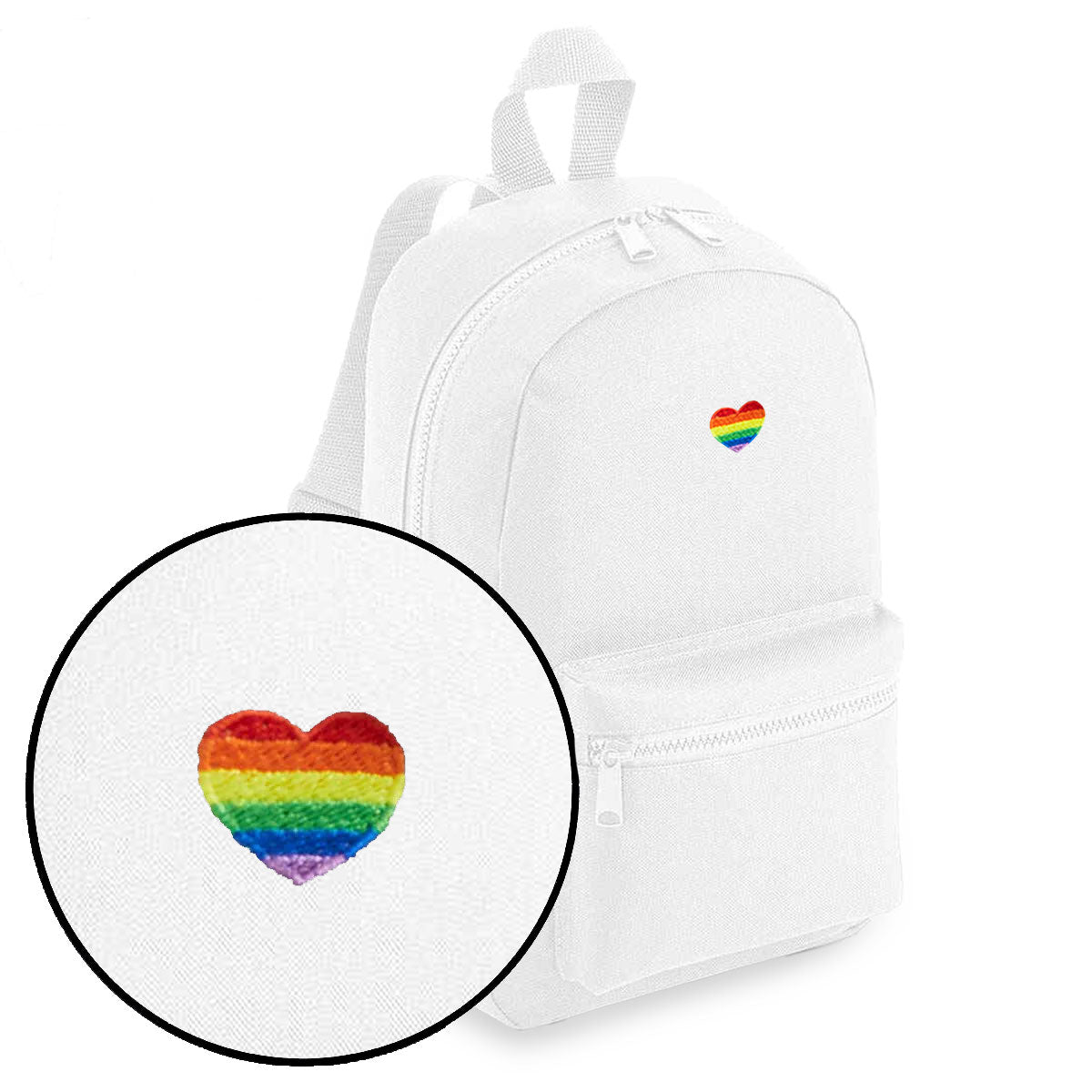 Rainbow Heart Embroidered Mini Backpack-LGBT Apparel, LGBT Gift, LGBT Mini Backpack, BG153-The Spark Company