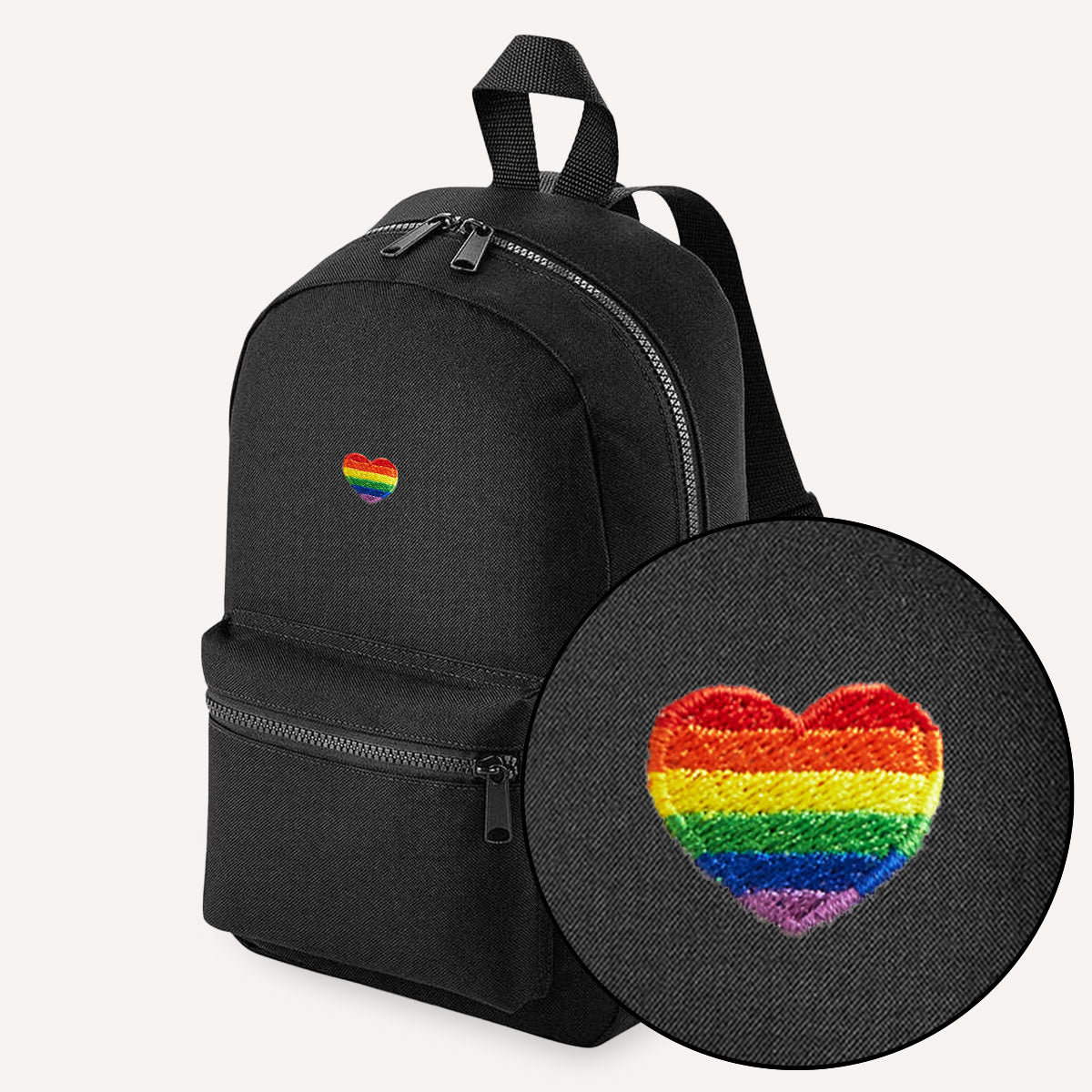 Rainbow Heart Embroidered Mini Backpack-LGBT Apparel, LGBT Gift, LGBT Mini Backpack, BG153-The Spark Company