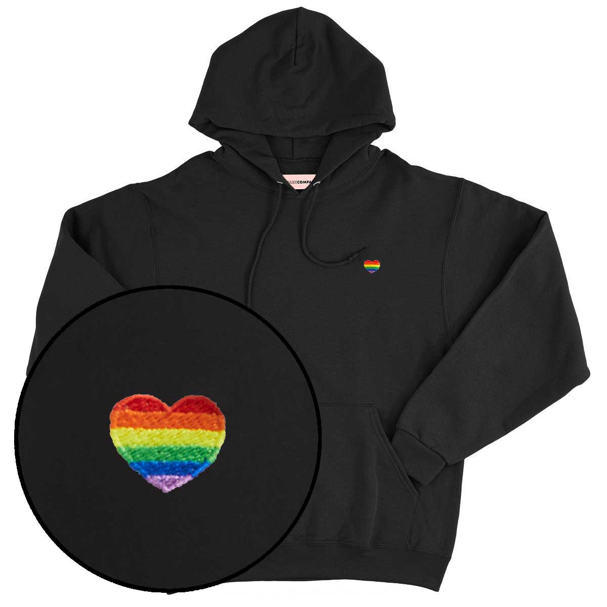 Rainbow Heart Embroidery Detail Hoodie-Feminist Apparel, Feminist Clothing, Feminist Hoodie, JH001-The Spark Company