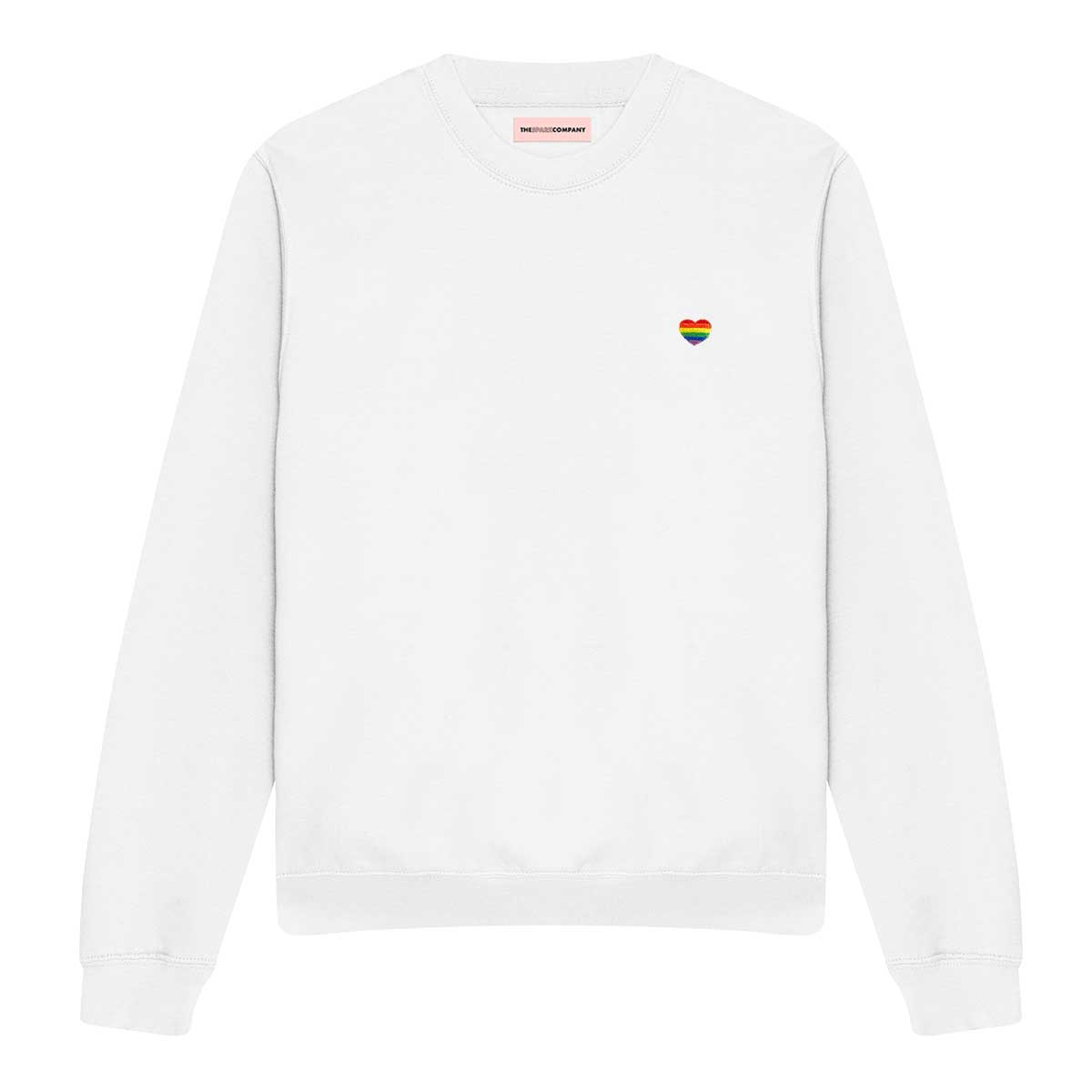 Rainbow Heart Embroidery Detail Sweatshirt-LGBT Apparel, LGBT Clothing, LGBT Sweatshirt, JH030-The Spark Company