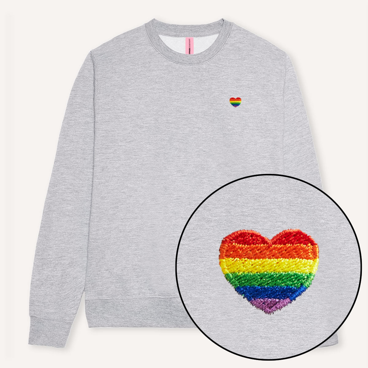 Rainbow Heart Embroidery Detail Sweatshirt-LGBT Apparel, LGBT Clothing, LGBT Sweatshirt, JH030-The Spark Company