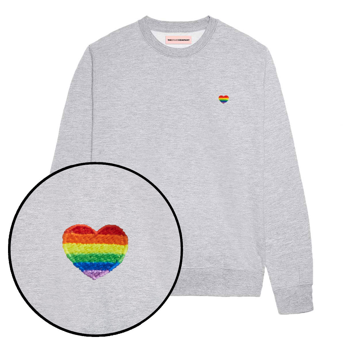 Rainbow Heart Embroidery Detail Sweatshirt-LGBT Apparel, LGBT Clothing, LGBT Sweatshirt, JH030-The Spark Company