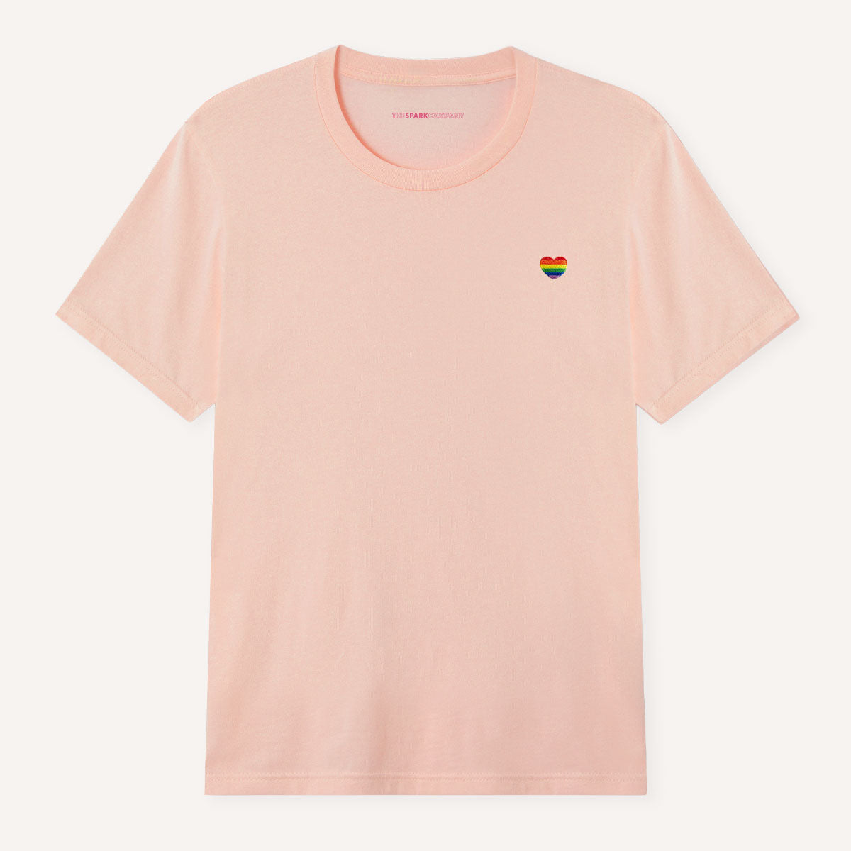 Rainbow Heart Embroidery Detail T-Shirt-LGBT Apparel, LGBT Clothing, LGBT T Shirt, BC3001-The Spark Company