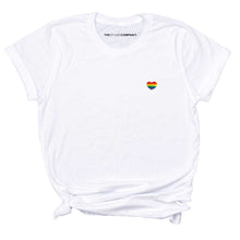 Load image into Gallery viewer, Rainbow Heart Embroidery Detail T-Shirt-LGBT Apparel, LGBT Clothing, LGBT T Shirt, BC3001-The Spark Company