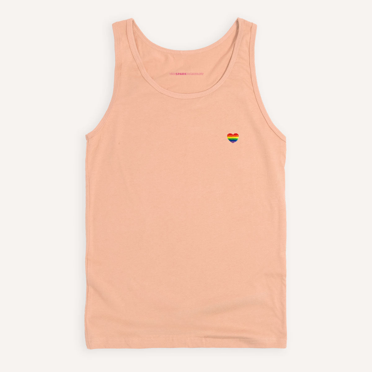 Rainbow Heart Embroidery Detail Tank Top-LGBT Apparel, LGBT Clothing, LGBT Tank, 03980-The Spark Company