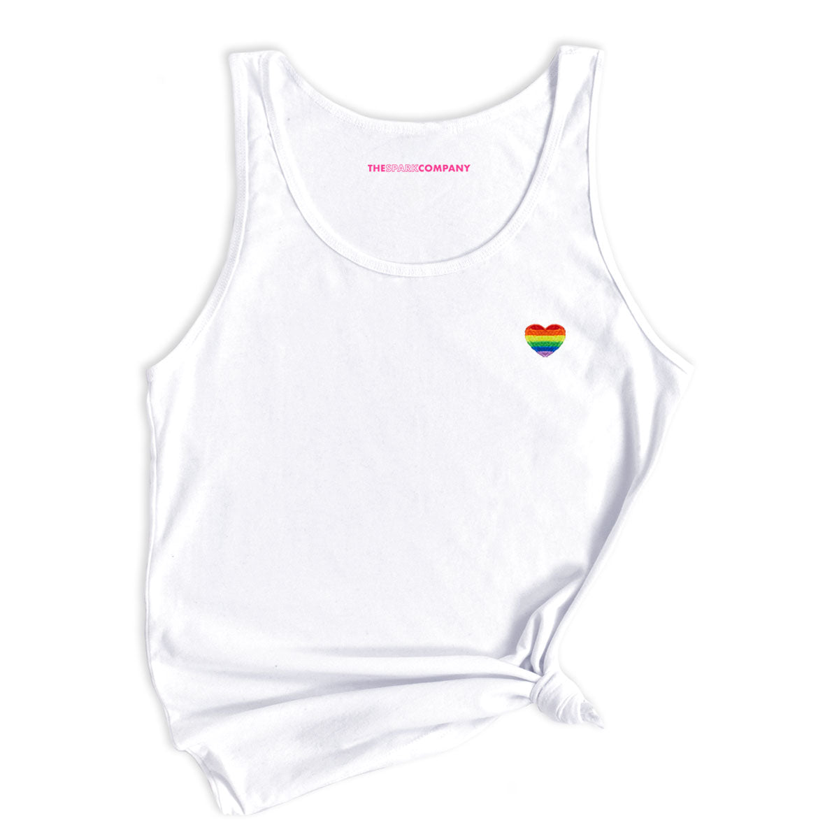 Rainbow Heart Embroidery Detail Tank Top-LGBT Apparel, LGBT Clothing, LGBT Tank, 03980-The Spark Company