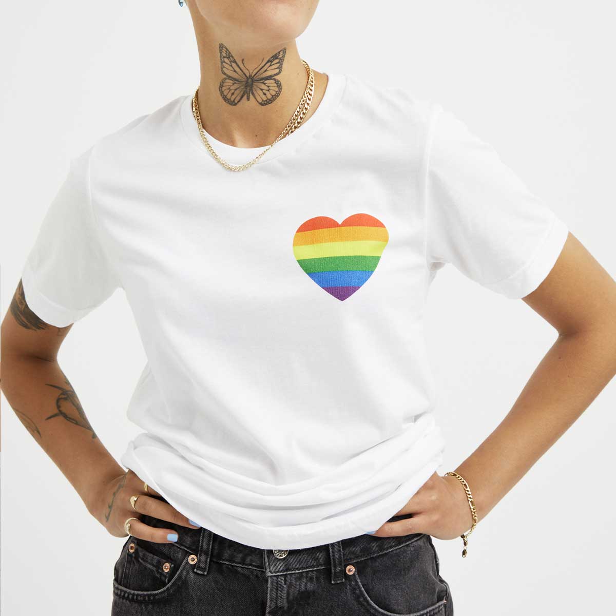 Rainbow Heart T-Shirt-LGBT Apparel, LGBT Clothing, LGBT T Shirt, BC3001-The Spark Company