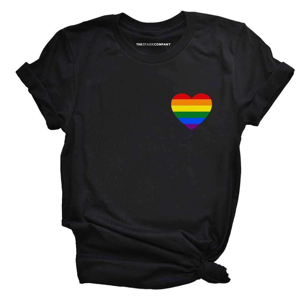 Rainbow Heart T-Shirt-LGBT Apparel, LGBT Clothing, LGBT T Shirt, BC3001-The Spark Company