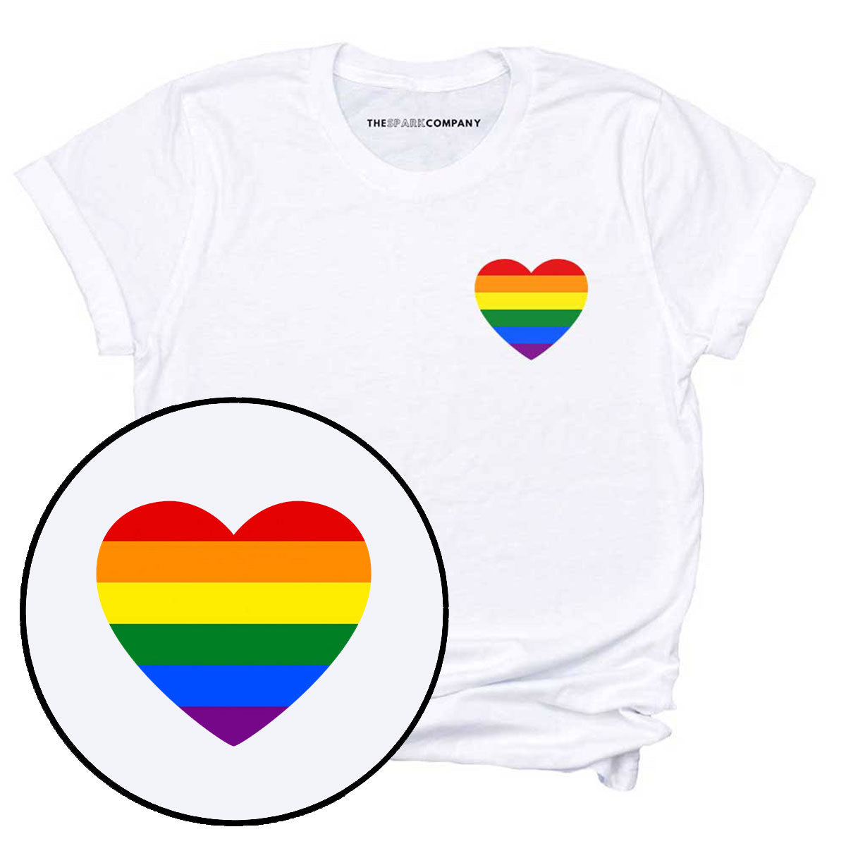 Rainbow Heart T-Shirt-LGBT Apparel, LGBT Clothing, LGBT T Shirt, BC3001-The Spark Company