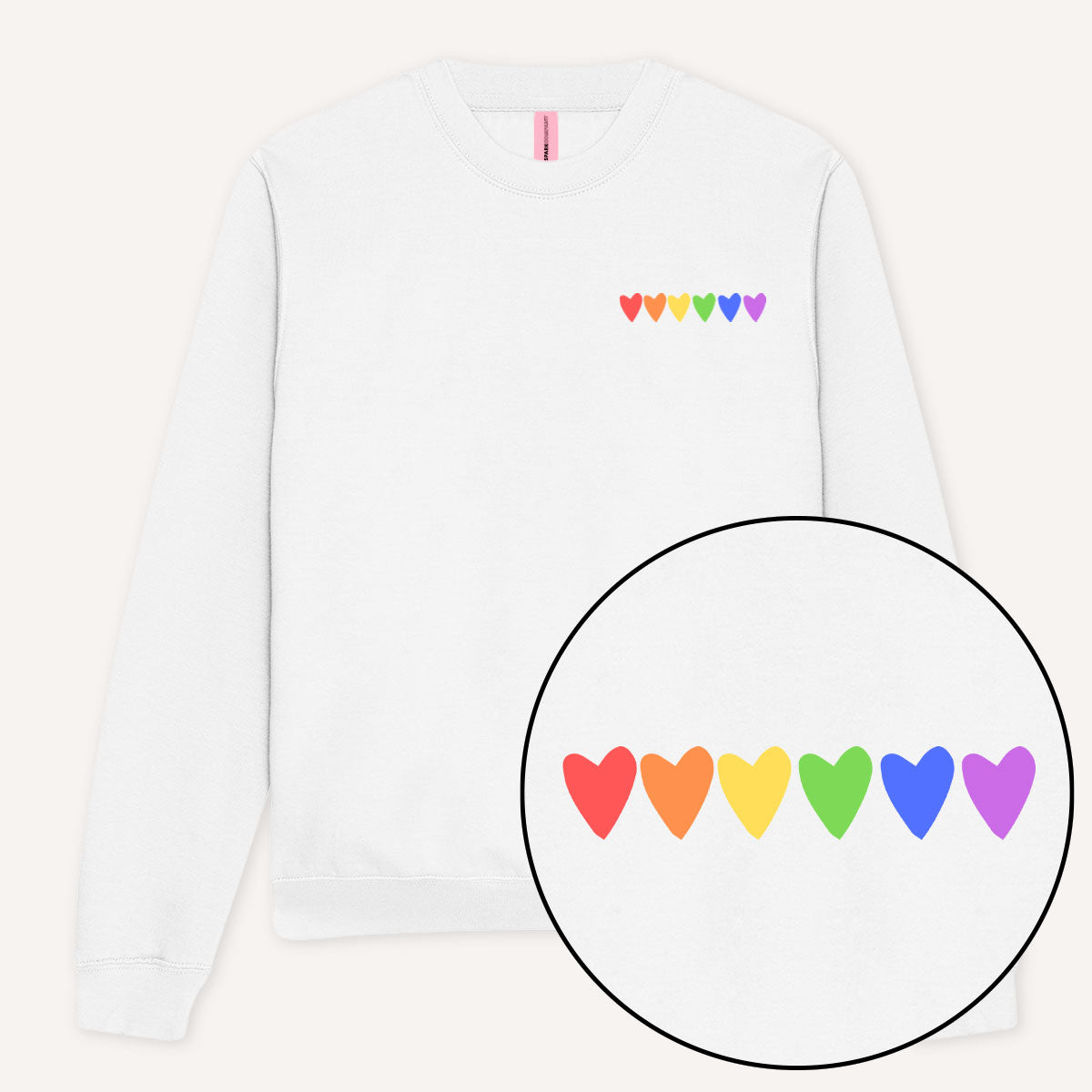 Rainbow Hearts Sweatshirt-Feminist Apparel, Feminist Clothing, Feminist Sweatshirt, JH030-The Spark Company
