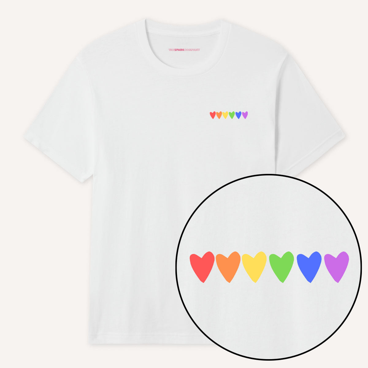 Rainbow Hearts T-Shirt-Feminist Apparel, Feminist Clothing, Feminist T Shirt, BC3001-The Spark Company