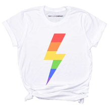 Load image into Gallery viewer, Rainbow Lightning Bolt T-Shirt-Feminist Apparel, Feminist Clothing, Feminist T Shirt, BC3001-The Spark Company