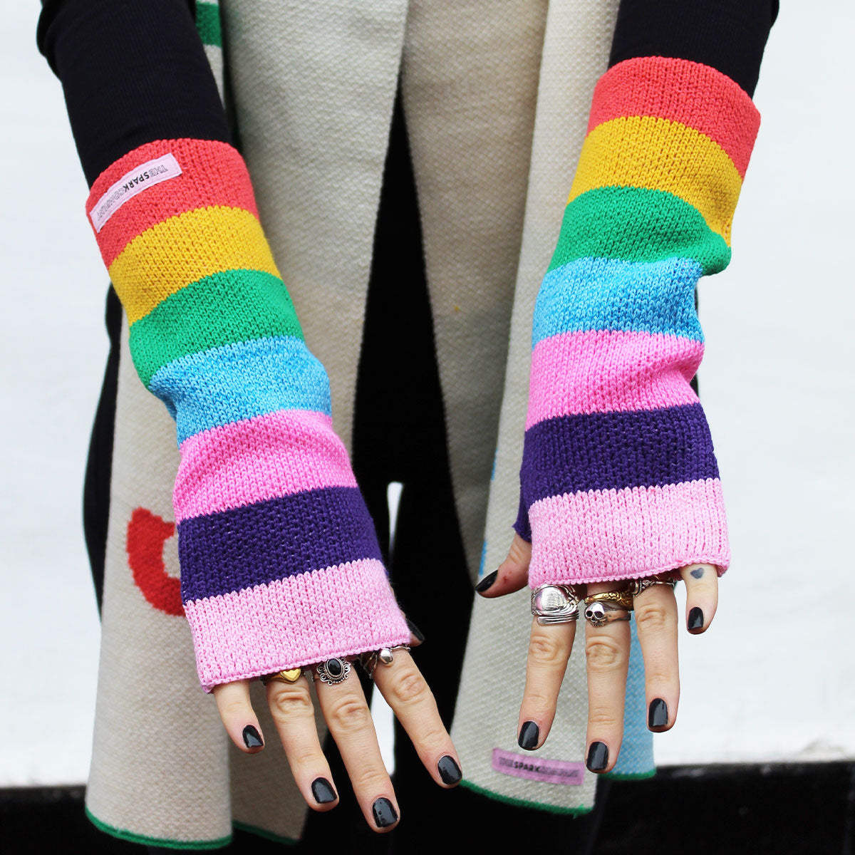 Rainbow Fingerless Wrist Warmers-LGBT Apparel, LGBT Clothing, LGBT Fingerless Wrist Warmers-The Spark Company