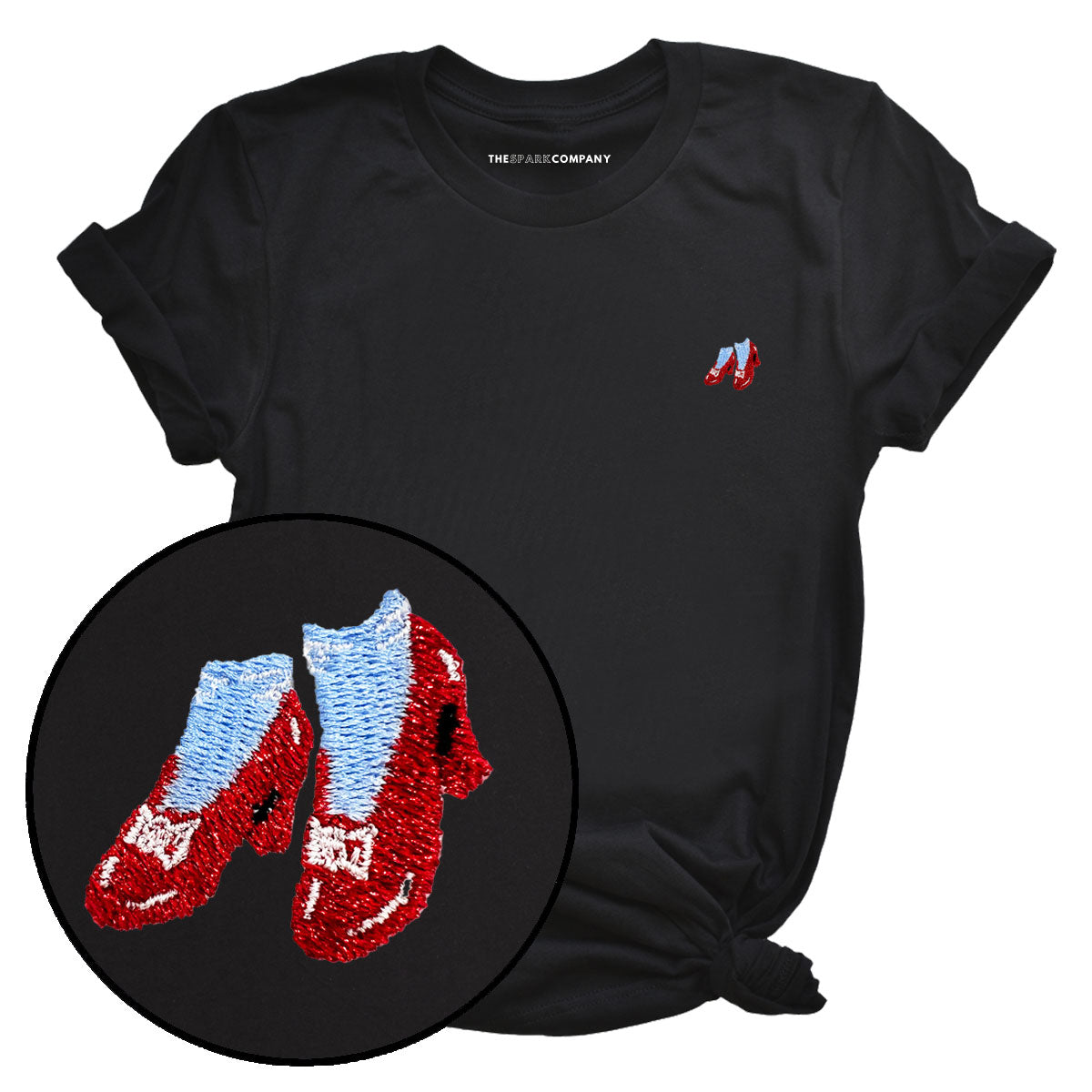 Ruby Slippers Embroidery Detail T-Shirt-Feminist Apparel, Feminist Clothing, Feminist T Shirt, BC3001-The Spark Company