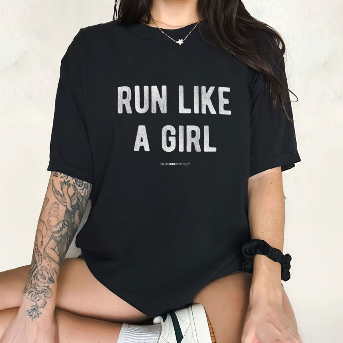 Run Like A Girl T-Shirt-Feminist Apparel, Feminist Clothing, Feminist T Shirt, BC3001-The Spark Company