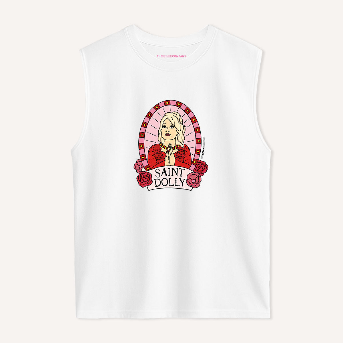Saint Dolly Sleeveless T-Shirt-Feminist Apparel, Feminist Clothing, Feminist Sleeveless T Shirt, EP01S-The Spark Company
