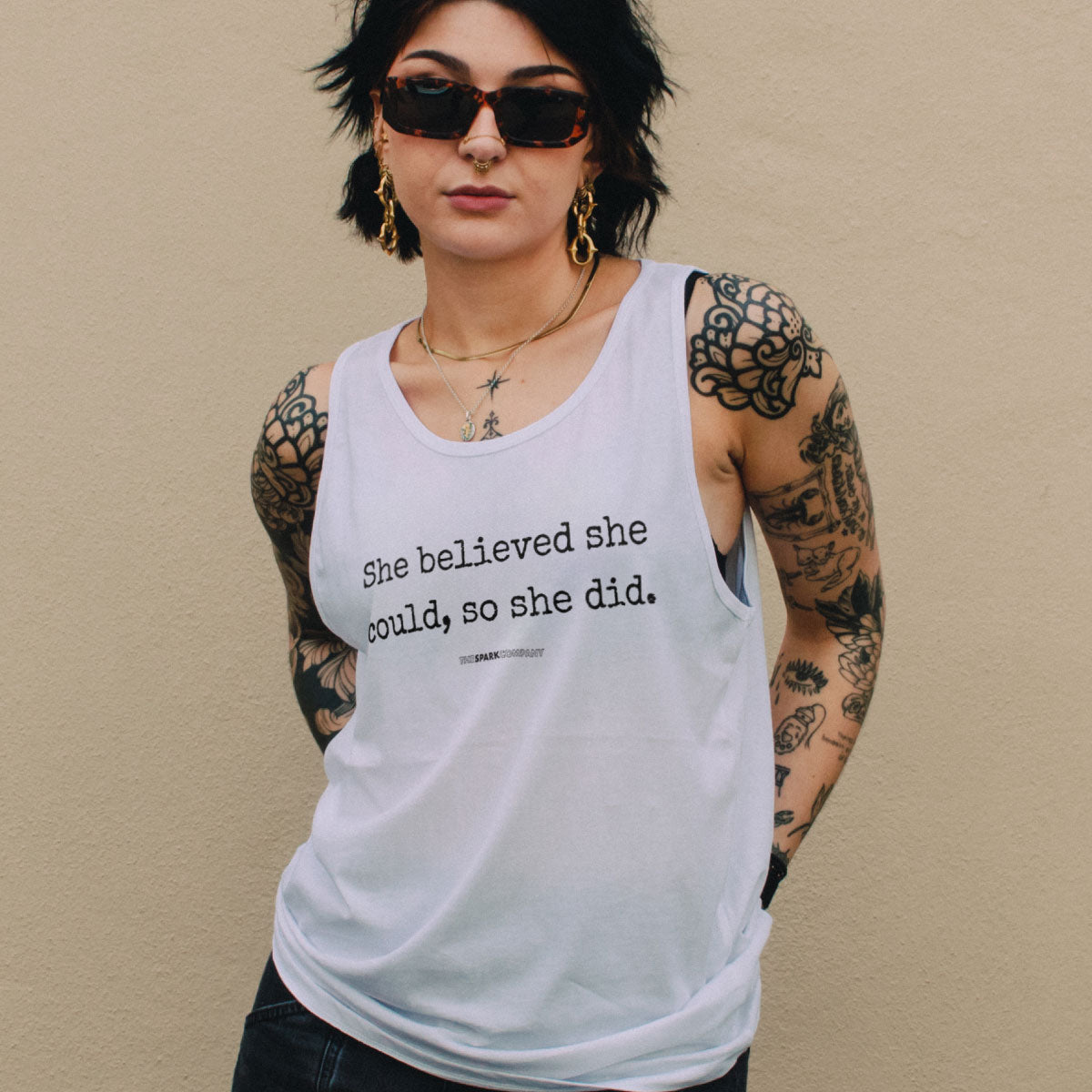 She Believed She Could, So She Did Tank Top-Feminist Apparel, Feminist Clothing, Feminist Tank, 03980-The Spark Company
