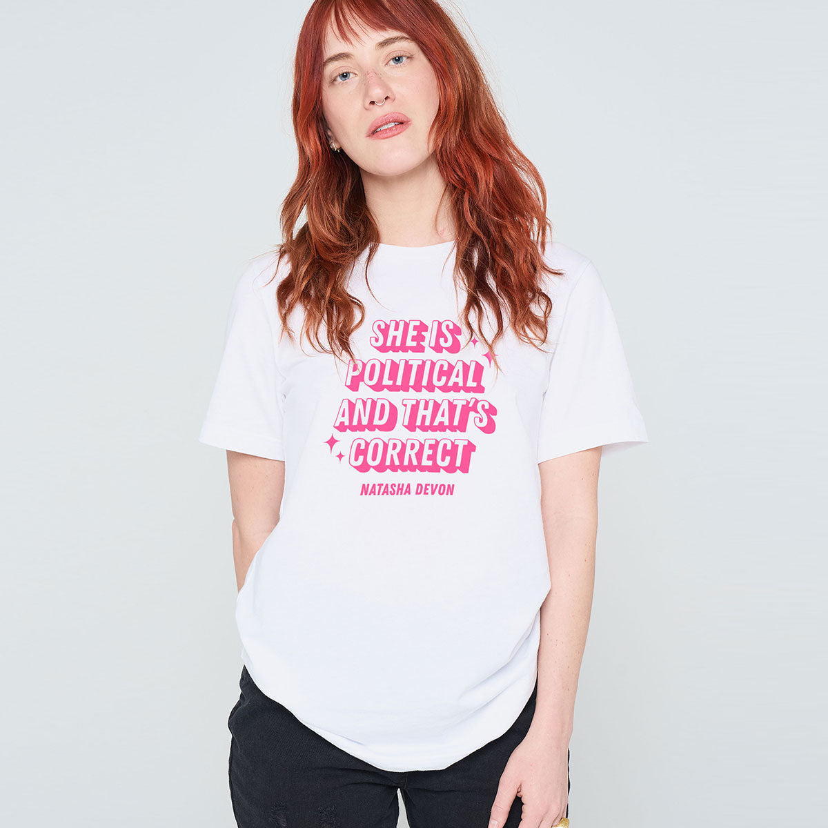 She Is Political T-Shirt-Feminist Apparel, Feminist Clothing, Feminist T Shirt, BC3001-The Spark Company