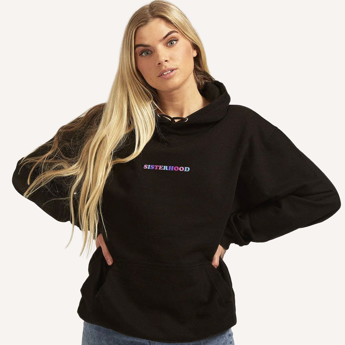 Sisterhood Embroidered Hoodie-Feminist Apparel, Feminist Clothing, Feminist Hoodie, JH001-The Spark Company