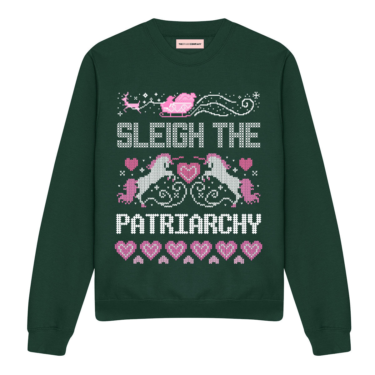 Sleigh The Patriarchy Ugly Christmas Jumper-Feminist Apparel, Feminist Clothing, Feminist Sweatshirt, JH030-The Spark Company