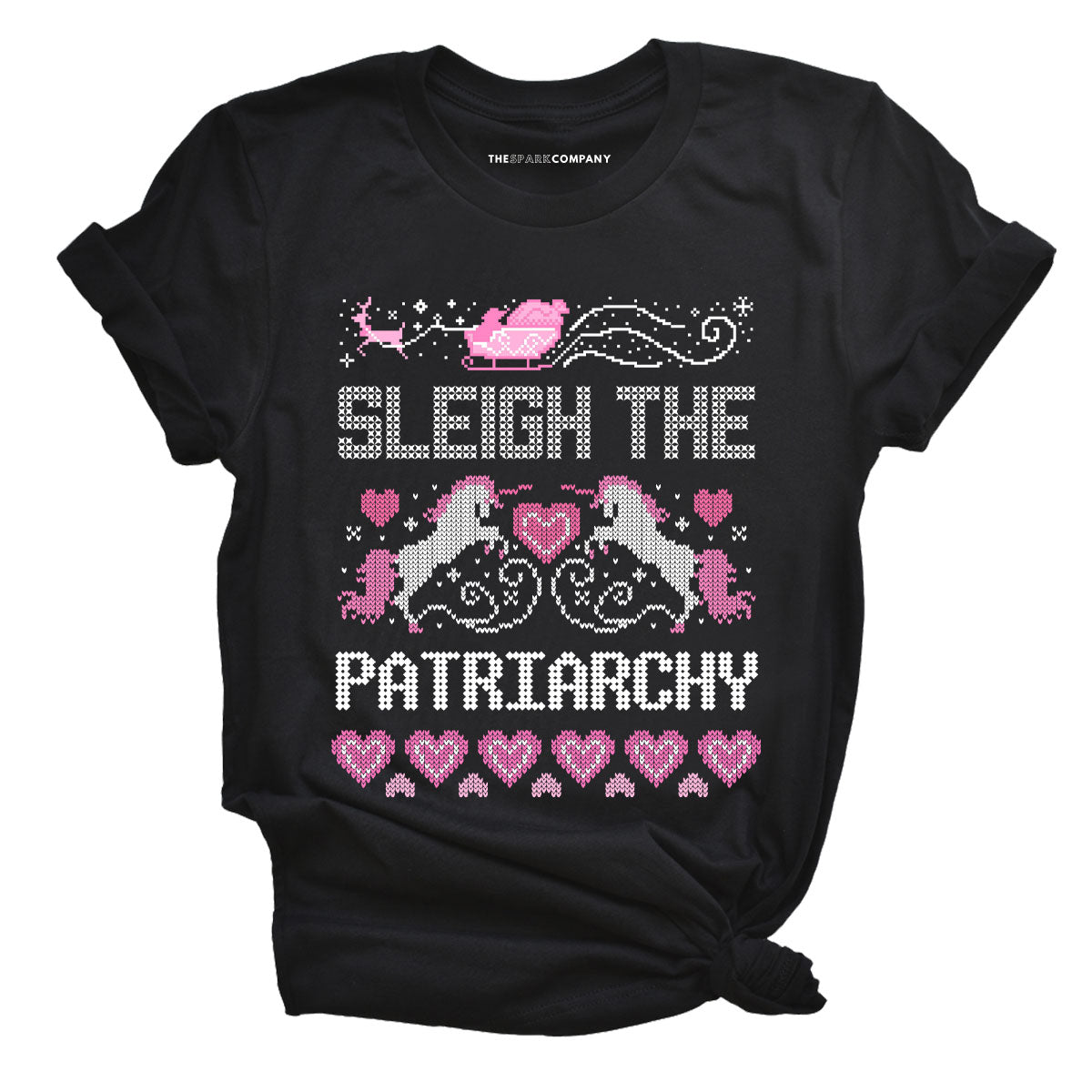 Sleigh The Patriarchy Ugly Christmas T-Shirt-Feminist Apparel, Feminist Clothing, Feminist T Shirt, BC3001-The Spark Company