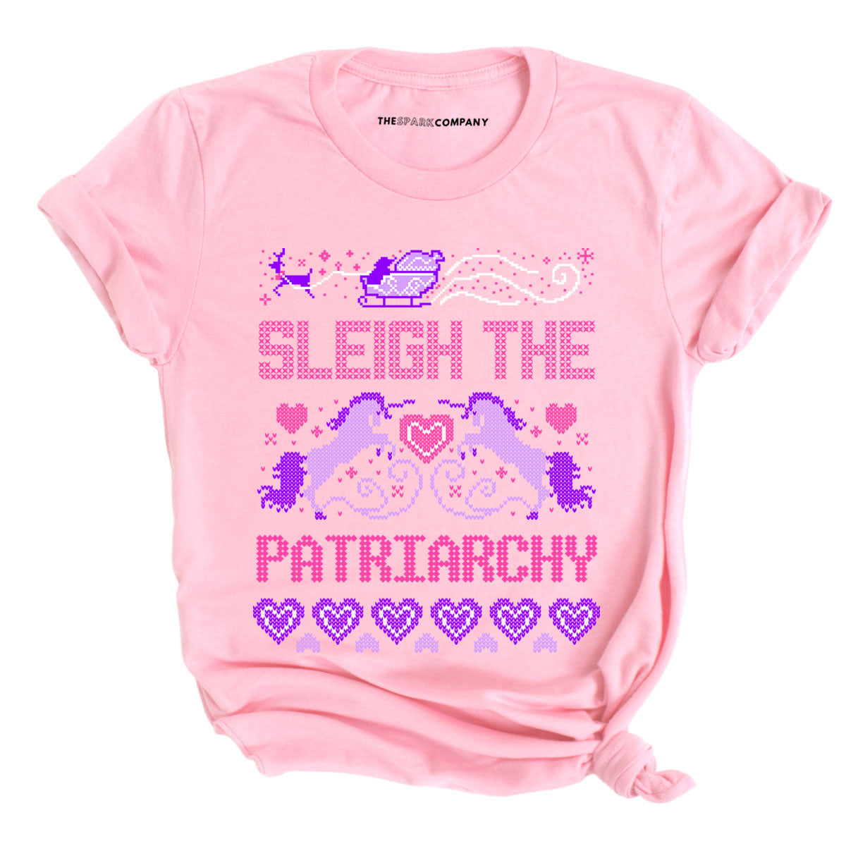 Sleigh The Patriarchy Ugly Christmas T-Shirt-Feminist Apparel, Feminist Clothing, Feminist T Shirt, BC3001-The Spark Company