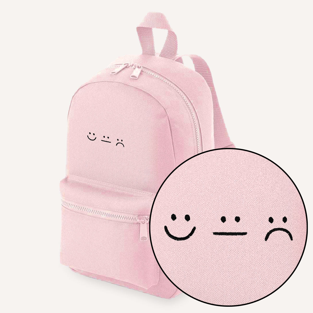 Smileys Embroidered Mini Backpack-Feminist Apparel, Feminist Gift, Feminist Mini Backpack, BG153-The Spark Company