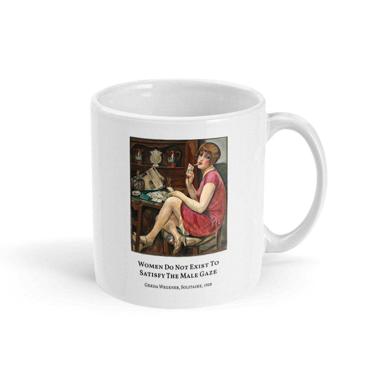 Solitaire by Gerda Wegener Mug-Feminist Apparel, Feminist Gift, Feminist Coffee Mug, 11oz White Ceramic-The Spark Company