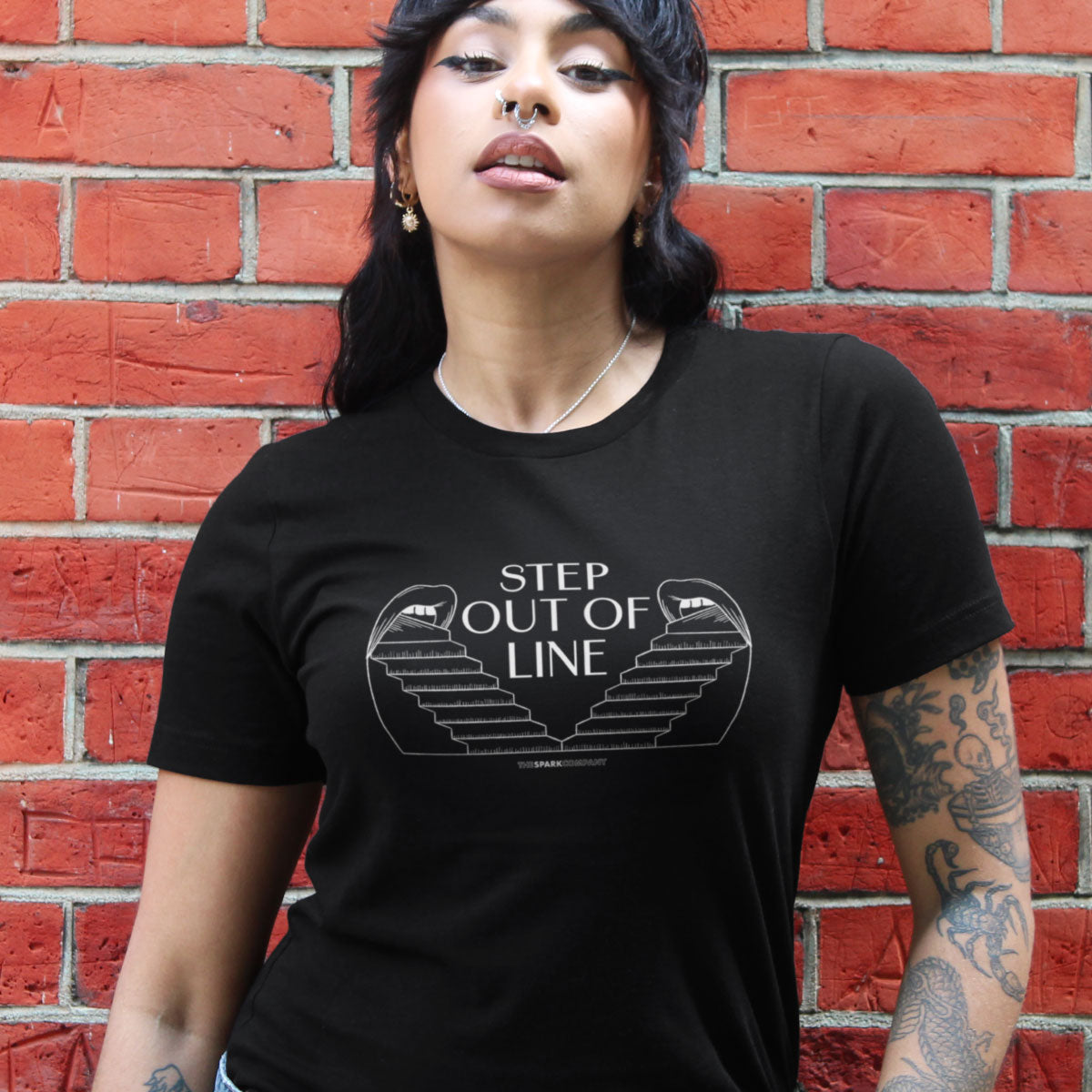 Step Out Of Line T-Shirt-LGBT Apparel, LGBT Clothing, LGBT T Shirt, BC3001-The Spark Company