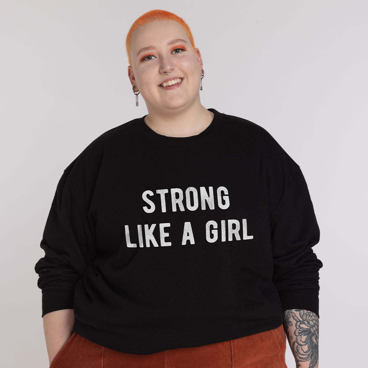 Strong Like A Girl Sweatshirt-Feminist Apparel, Feminist Clothing, Feminist Sweatshirt, JH030-The Spark Company