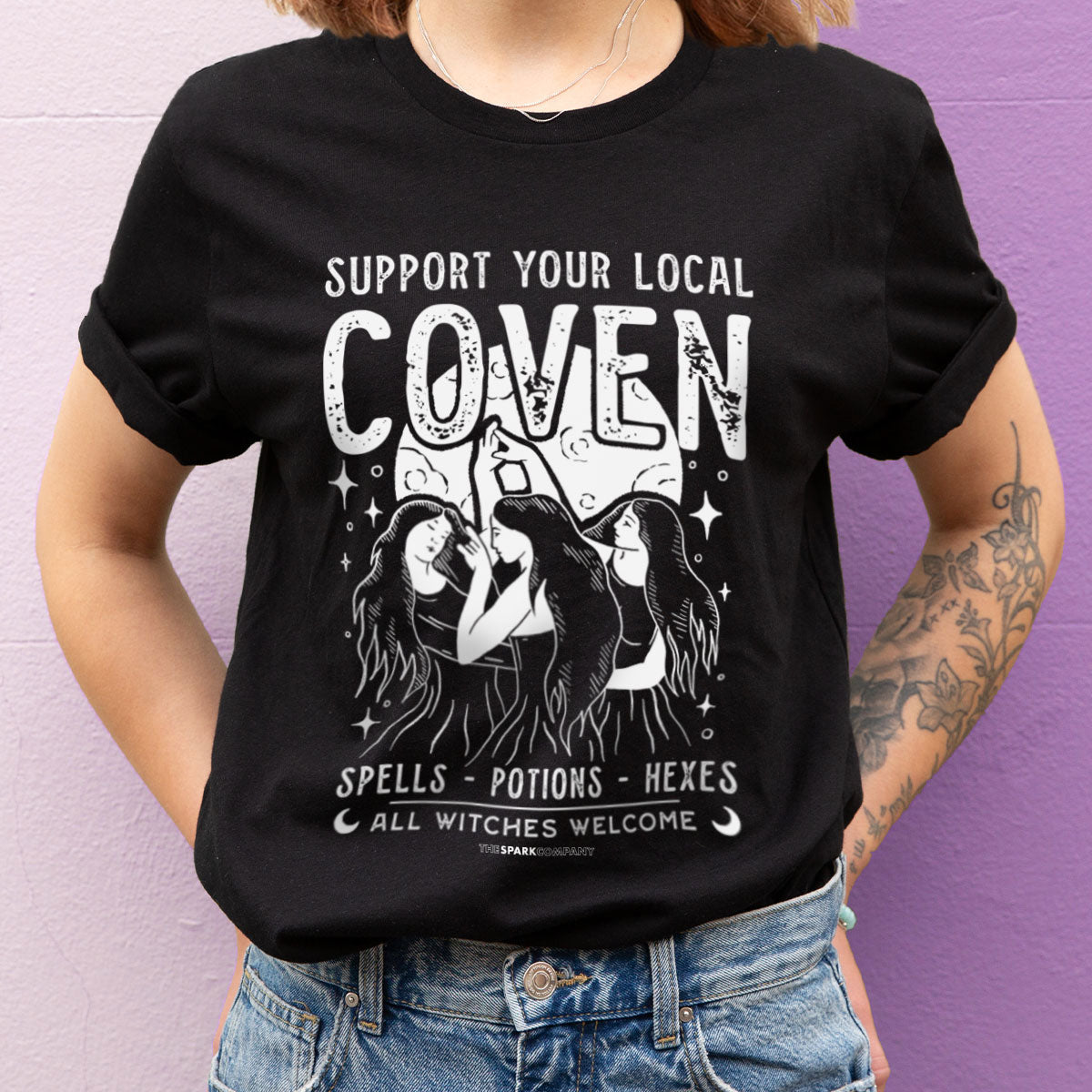 Support Your Local Coven T-Shirt-Feminist Apparel, Feminist Clothing, Feminist T Shirt, BC3001-The Spark Company